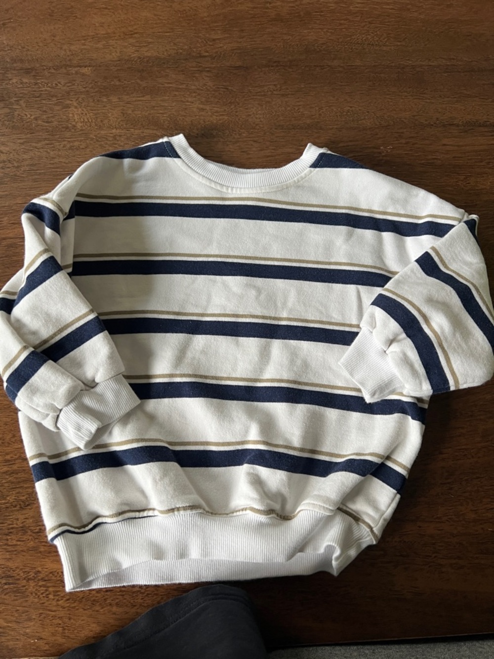 Fostered Collection Striped Crewneck Sweater - White & Navy